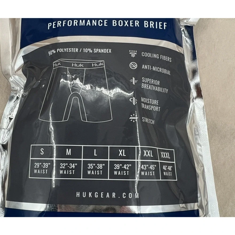 HUK Boxer Brief Mens Small Grey‎ Performance Cooling Breathable Stretch Fishing